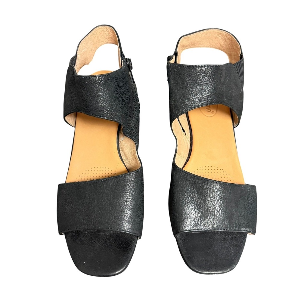 Corso Como Sayge Black Leather Snakeskin Print Block Heel Sandals Size 9M